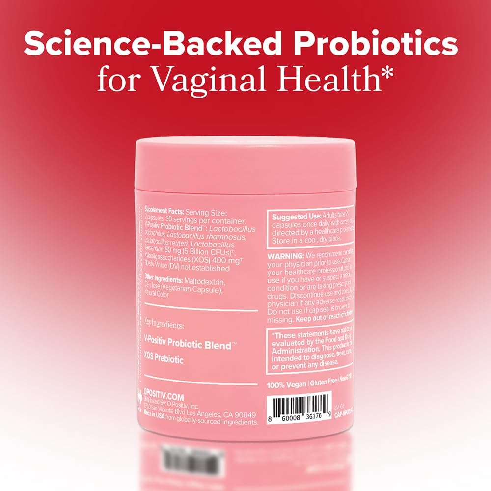 O Positiv URO Vaginal Probiotics for Women – pH Balance & Vaginal Health Support, 60 Capsules